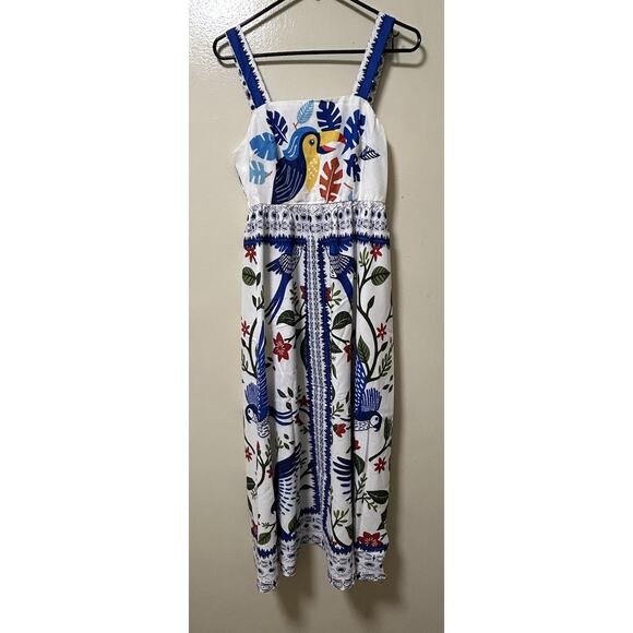 NWT Cupshe Women's Off The Map Tropical Floral Toucan Maxi Dress - Size Small - Picture 4 of 11